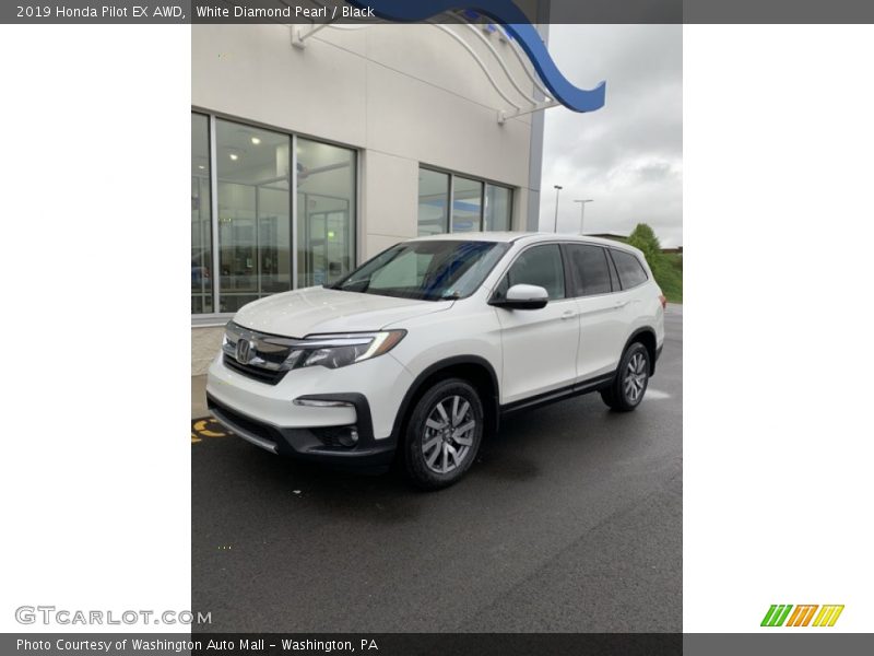 White Diamond Pearl / Black 2019 Honda Pilot EX AWD