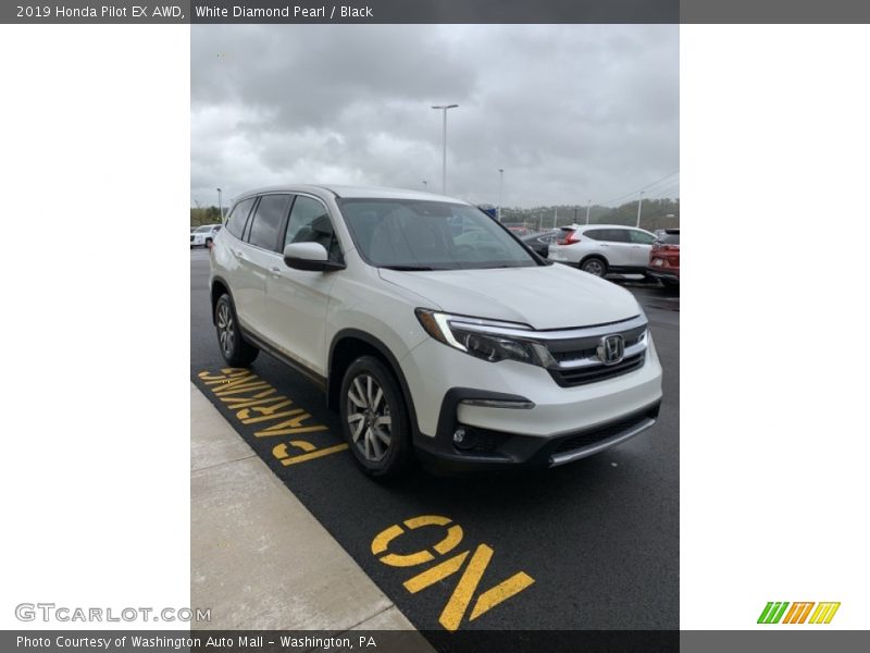 White Diamond Pearl / Black 2019 Honda Pilot EX AWD