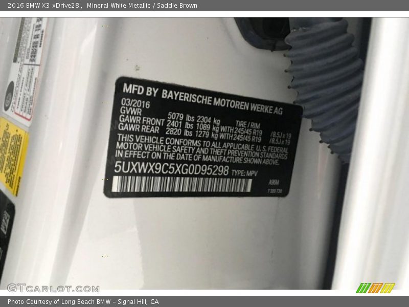 Mineral White Metallic / Saddle Brown 2016 BMW X3 xDrive28i