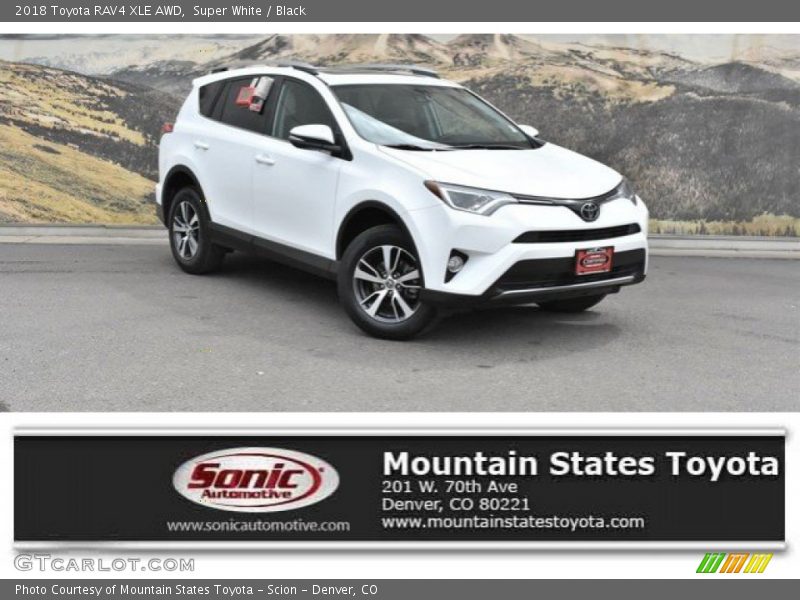 Super White / Black 2018 Toyota RAV4 XLE AWD
