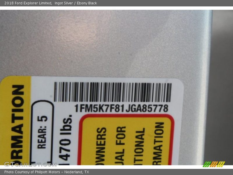 Ingot Silver / Ebony Black 2018 Ford Explorer Limited