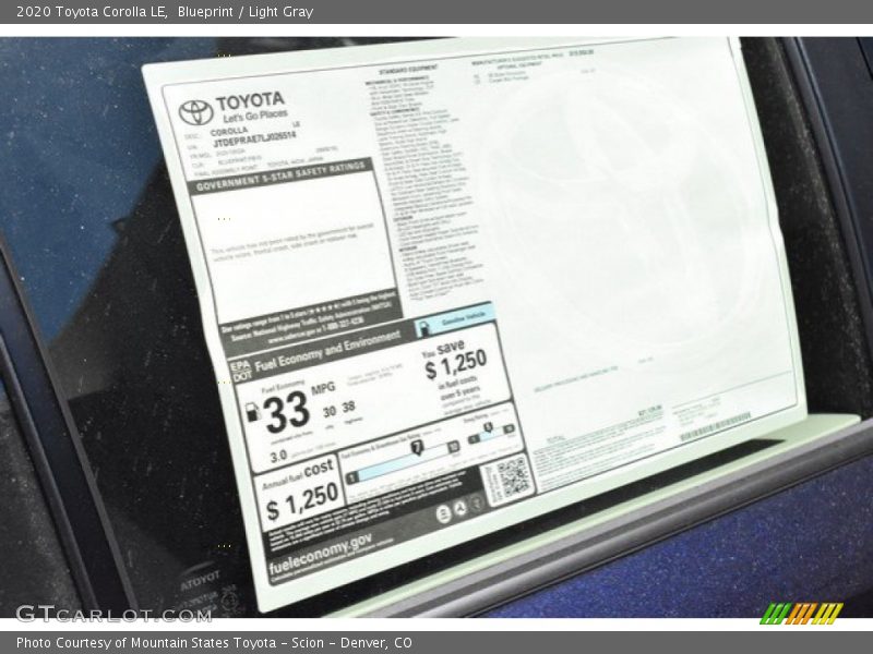 Blueprint / Light Gray 2020 Toyota Corolla LE