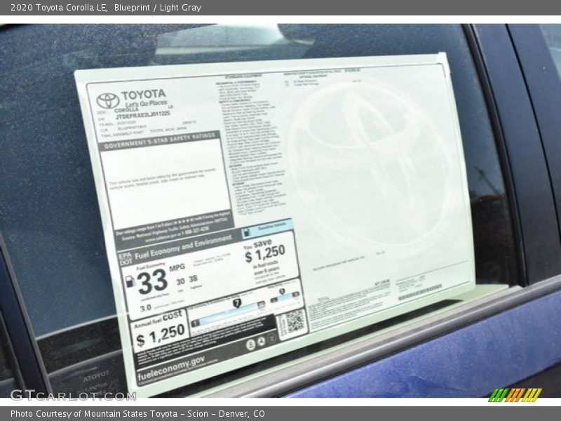 Blueprint / Light Gray 2020 Toyota Corolla LE