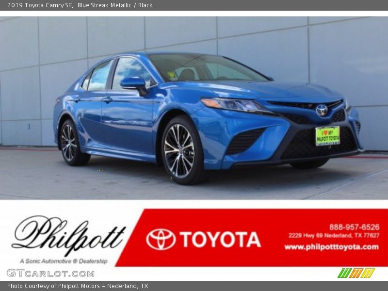 Blue Streak Metallic / Black 2019 Toyota Camry SE
