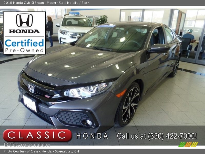 Modern Steel Metallic / Black 2018 Honda Civic Si Sedan