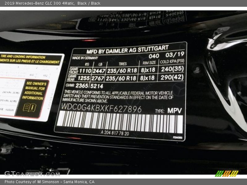 Black / Black 2019 Mercedes-Benz GLC 300 4Matic