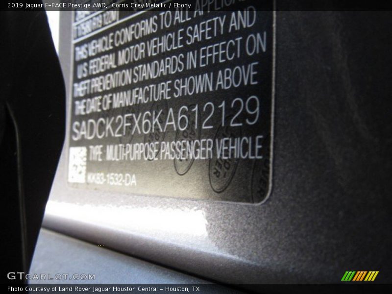 Corris Grey Metallic / Ebony 2019 Jaguar F-PACE Prestige AWD