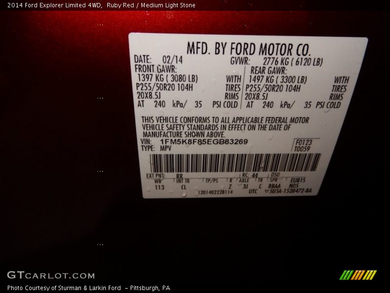 Ruby Red / Medium Light Stone 2014 Ford Explorer Limited 4WD