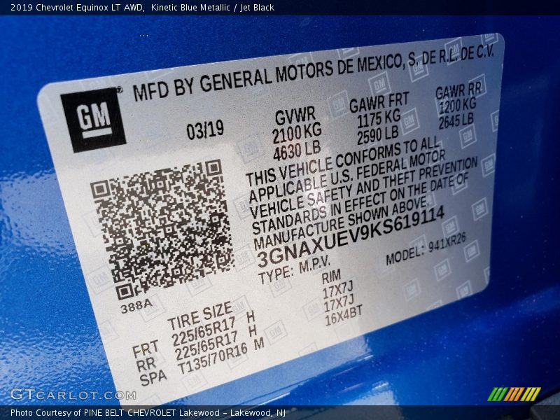 Kinetic Blue Metallic / Jet Black 2019 Chevrolet Equinox LT AWD