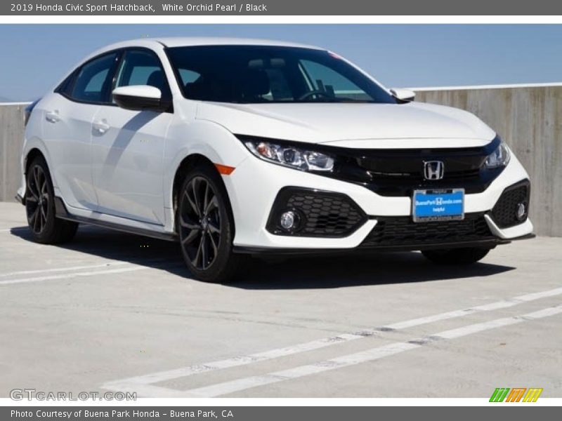 White Orchid Pearl / Black 2019 Honda Civic Sport Hatchback