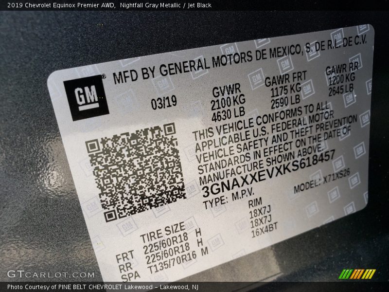 Nightfall Gray Metallic / Jet Black 2019 Chevrolet Equinox Premier AWD