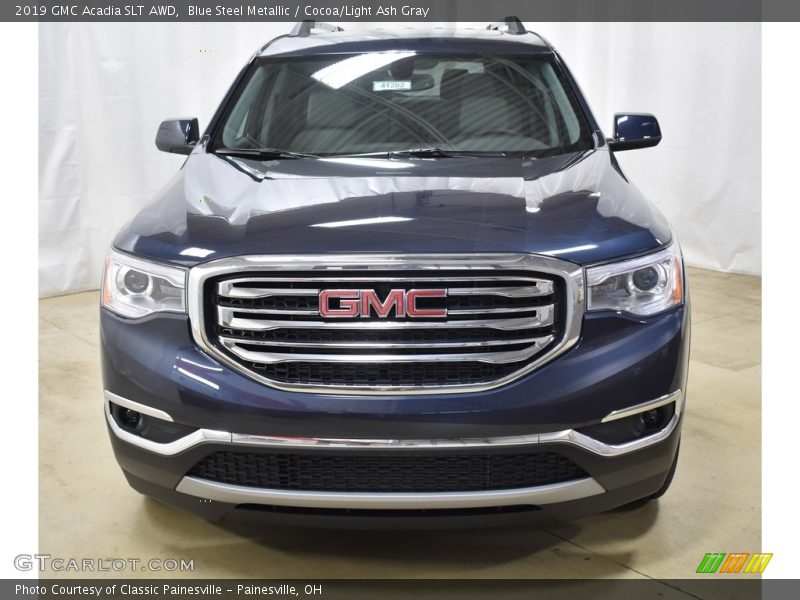 Blue Steel Metallic / Cocoa/Light Ash Gray 2019 GMC Acadia SLT AWD