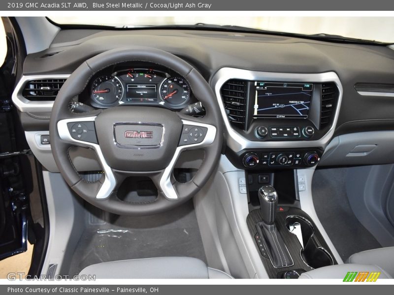 Blue Steel Metallic / Cocoa/Light Ash Gray 2019 GMC Acadia SLT AWD