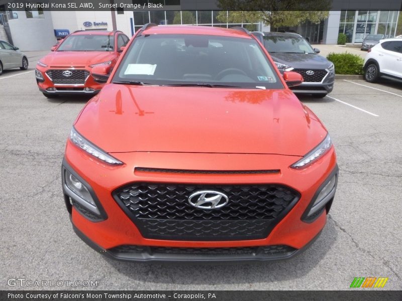 Sunset Orange / Black 2019 Hyundai Kona SEL AWD