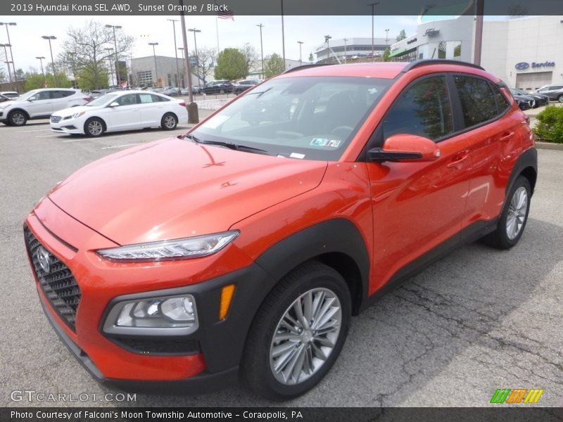 Sunset Orange / Black 2019 Hyundai Kona SEL AWD