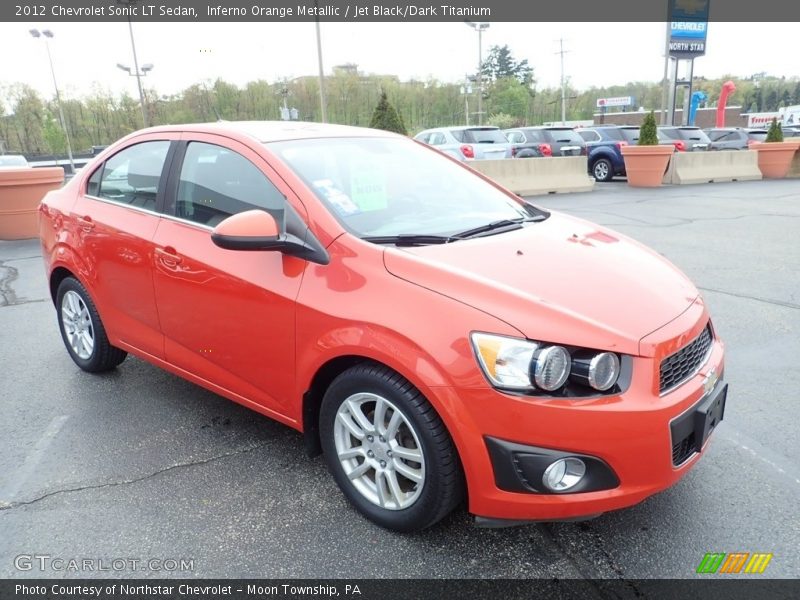 Inferno Orange Metallic / Jet Black/Dark Titanium 2012 Chevrolet Sonic LT Sedan