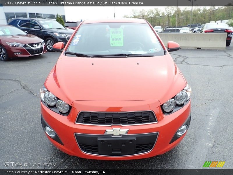 Inferno Orange Metallic / Jet Black/Dark Titanium 2012 Chevrolet Sonic LT Sedan