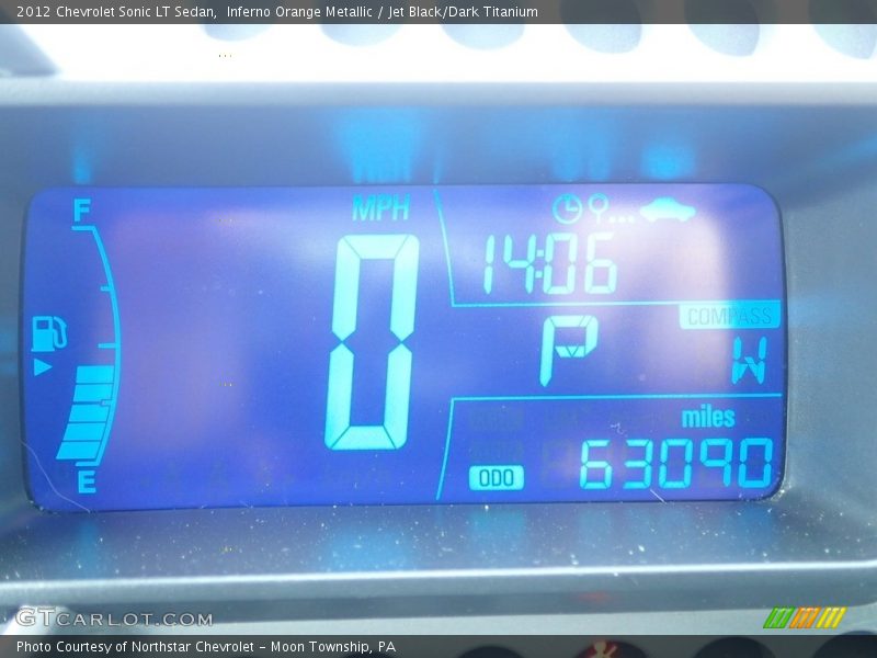 Inferno Orange Metallic / Jet Black/Dark Titanium 2012 Chevrolet Sonic LT Sedan