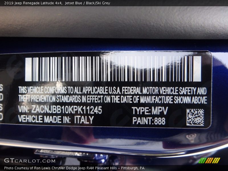 Jetset Blue / Black/Ski Grey 2019 Jeep Renegade Latitude 4x4