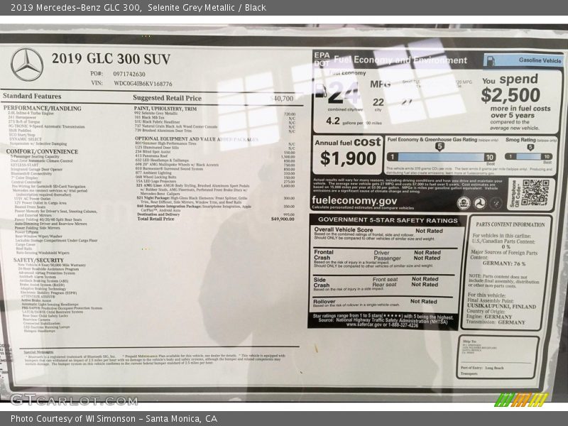 Selenite Grey Metallic / Black 2019 Mercedes-Benz GLC 300