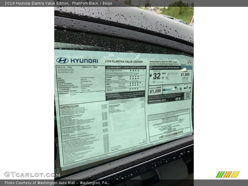 Phantom Black / Beige 2019 Hyundai Elantra Value Edition