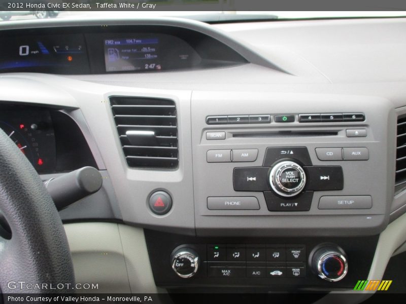 Taffeta White / Gray 2012 Honda Civic EX Sedan