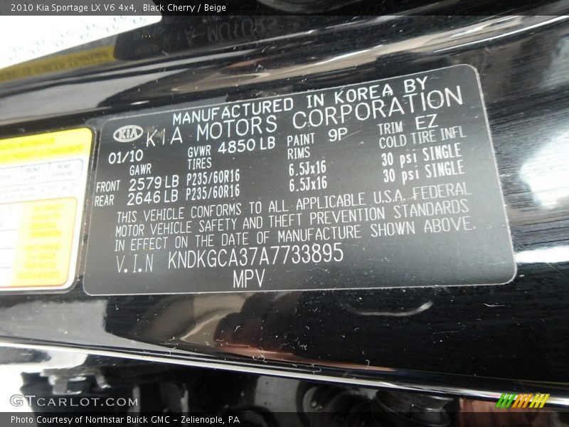 Black Cherry / Beige 2010 Kia Sportage LX V6 4x4