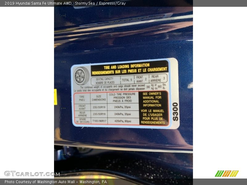 Info Tag of 2019 Santa Fe Ultimate AWD