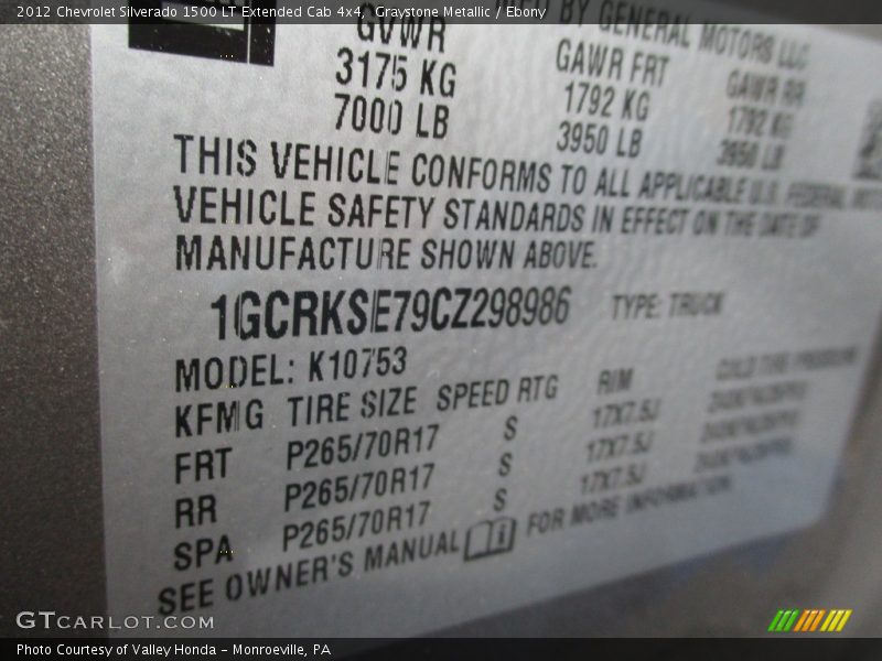 Graystone Metallic / Ebony 2012 Chevrolet Silverado 1500 LT Extended Cab 4x4
