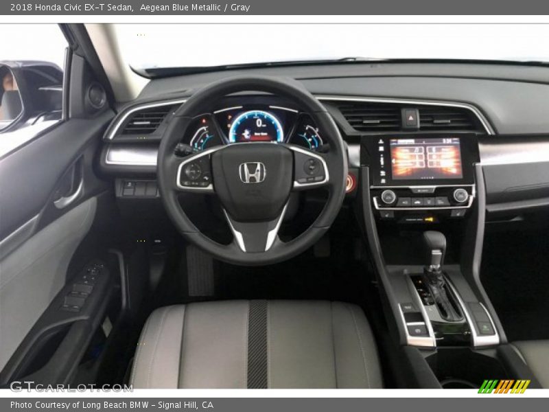 Aegean Blue Metallic / Gray 2018 Honda Civic EX-T Sedan