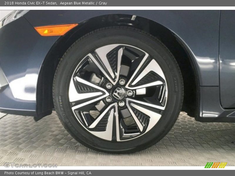 Aegean Blue Metallic / Gray 2018 Honda Civic EX-T Sedan