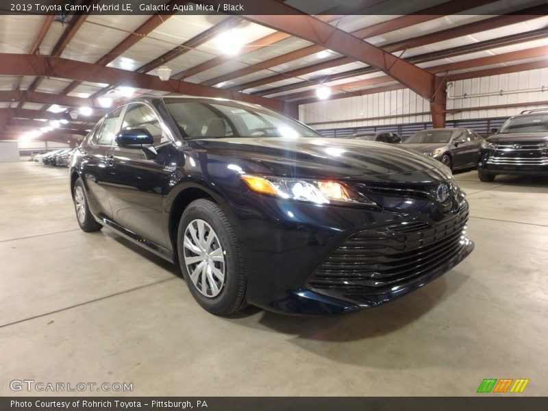 Galactic Aqua Mica / Black 2019 Toyota Camry Hybrid LE