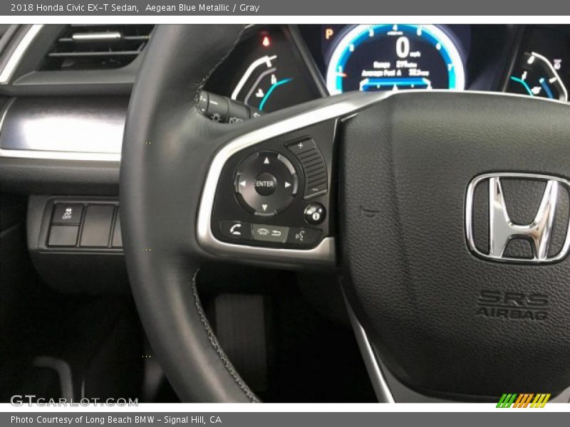 Aegean Blue Metallic / Gray 2018 Honda Civic EX-T Sedan