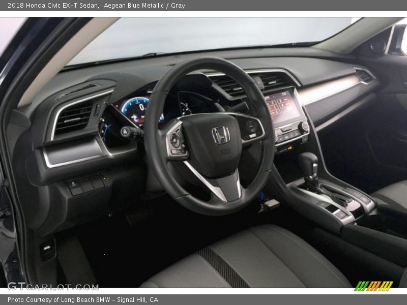 Aegean Blue Metallic / Gray 2018 Honda Civic EX-T Sedan