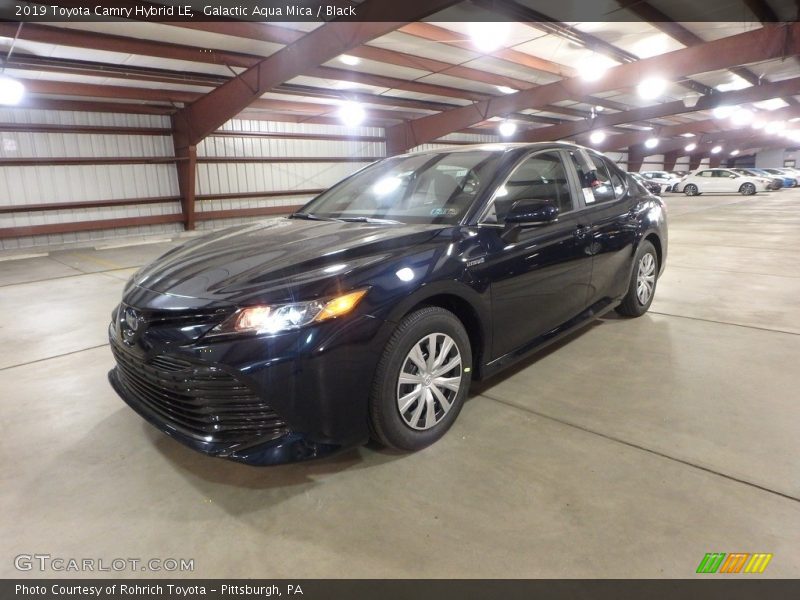 Galactic Aqua Mica / Black 2019 Toyota Camry Hybrid LE