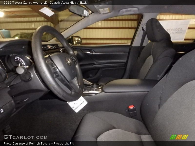 Galactic Aqua Mica / Black 2019 Toyota Camry Hybrid LE