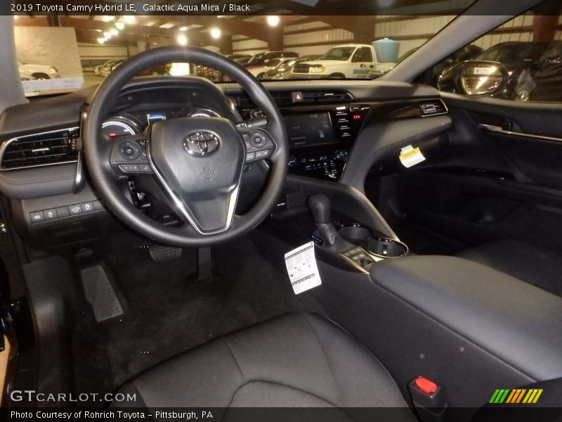 Galactic Aqua Mica / Black 2019 Toyota Camry Hybrid LE