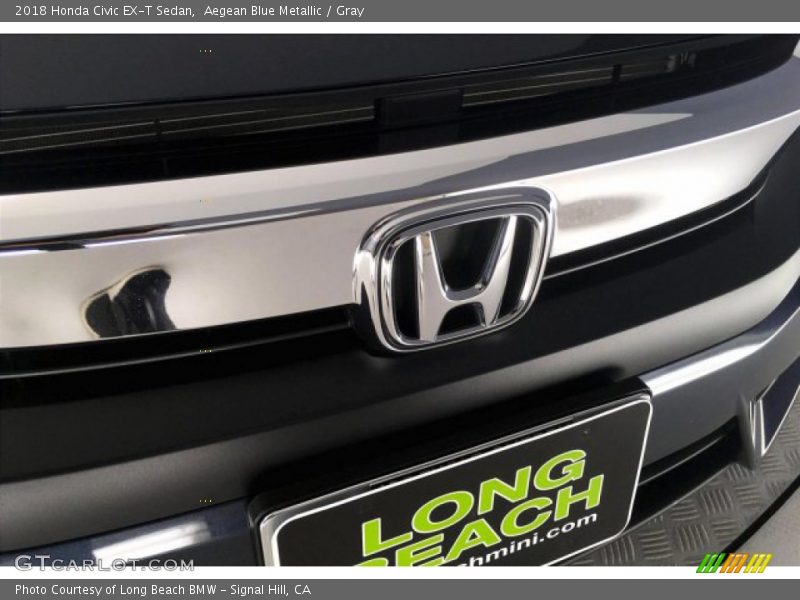 Aegean Blue Metallic / Gray 2018 Honda Civic EX-T Sedan