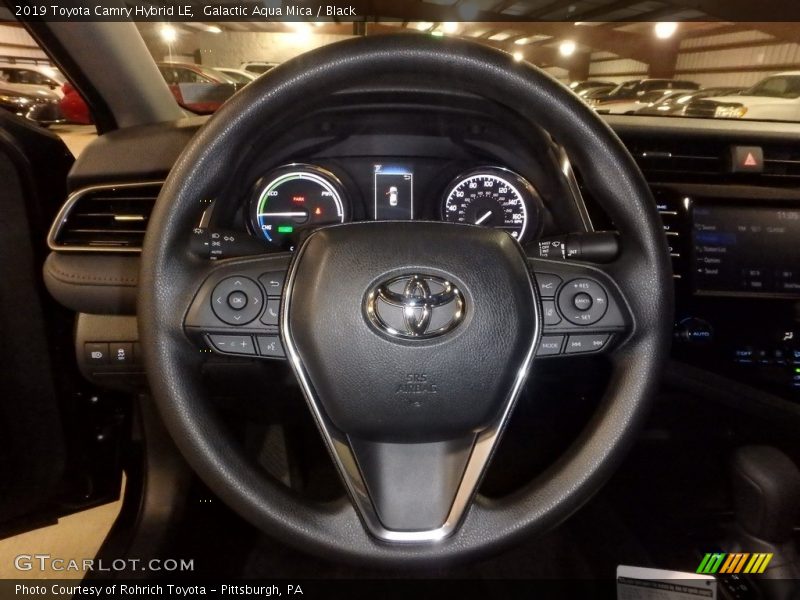 Galactic Aqua Mica / Black 2019 Toyota Camry Hybrid LE