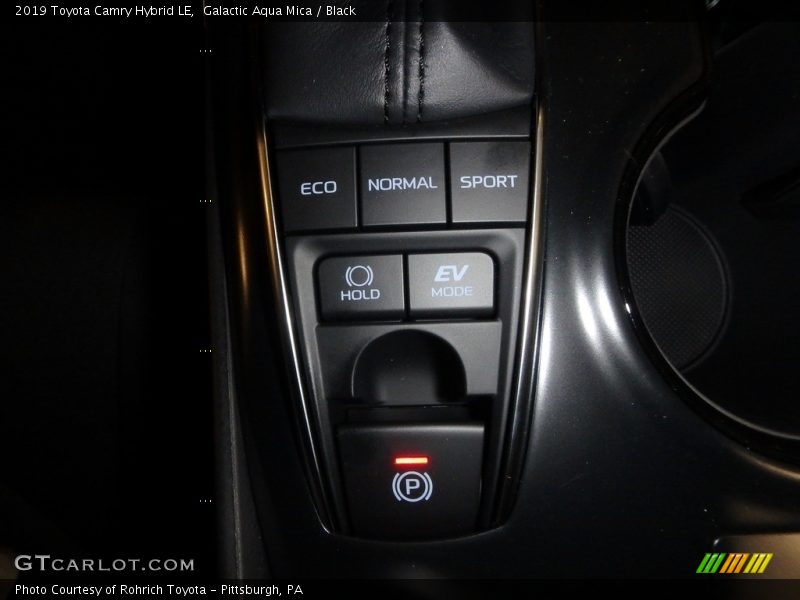 Galactic Aqua Mica / Black 2019 Toyota Camry Hybrid LE