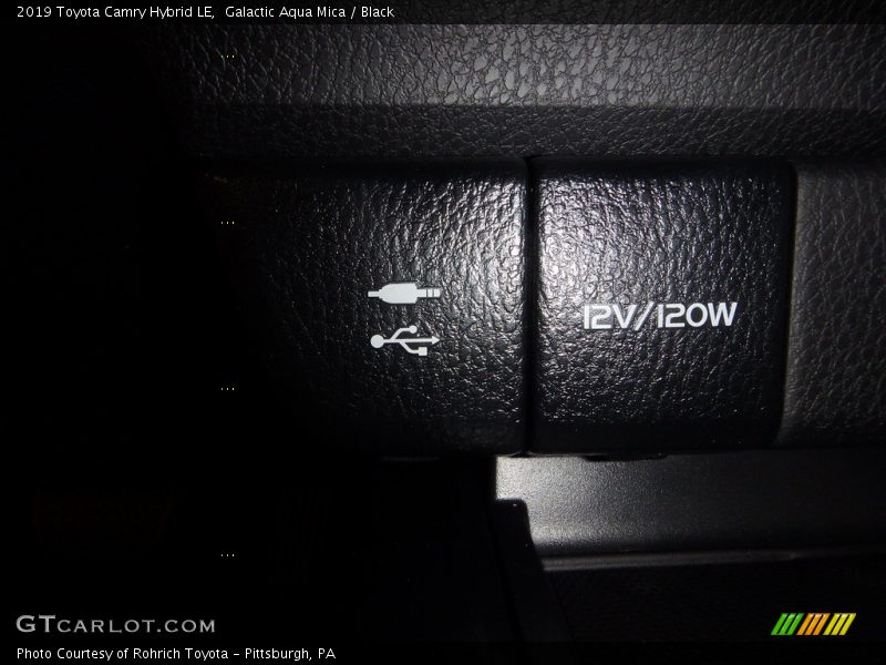 Galactic Aqua Mica / Black 2019 Toyota Camry Hybrid LE