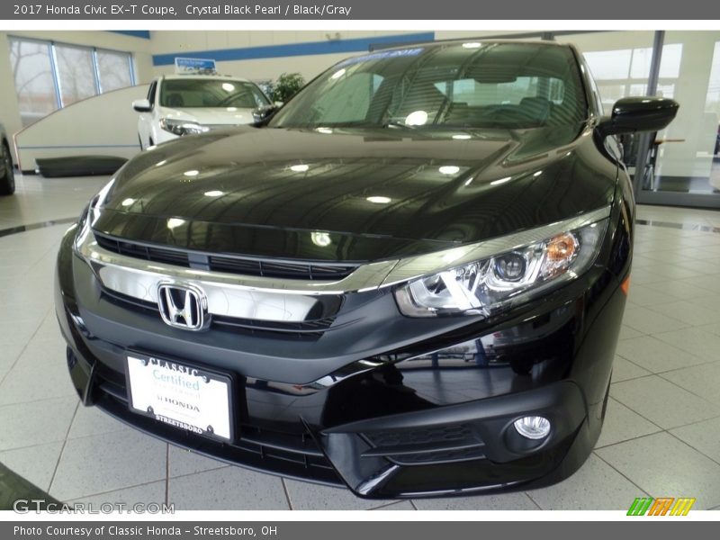 Crystal Black Pearl / Black/Gray 2017 Honda Civic EX-T Coupe