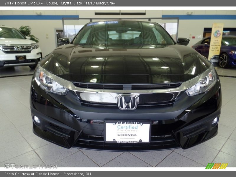 Crystal Black Pearl / Black/Gray 2017 Honda Civic EX-T Coupe