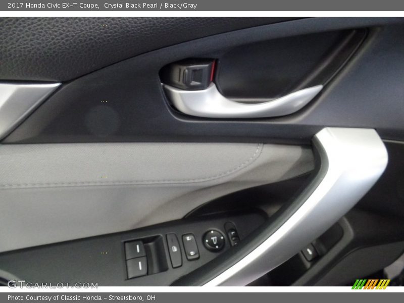 Crystal Black Pearl / Black/Gray 2017 Honda Civic EX-T Coupe