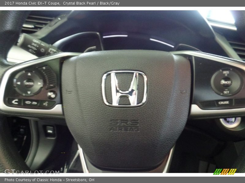 Crystal Black Pearl / Black/Gray 2017 Honda Civic EX-T Coupe