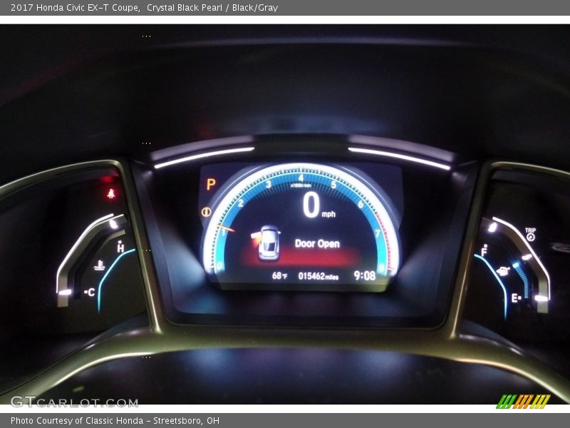 Crystal Black Pearl / Black/Gray 2017 Honda Civic EX-T Coupe