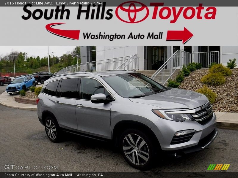 Lunar Silver Metallic / Gray 2016 Honda Pilot Elite AWD