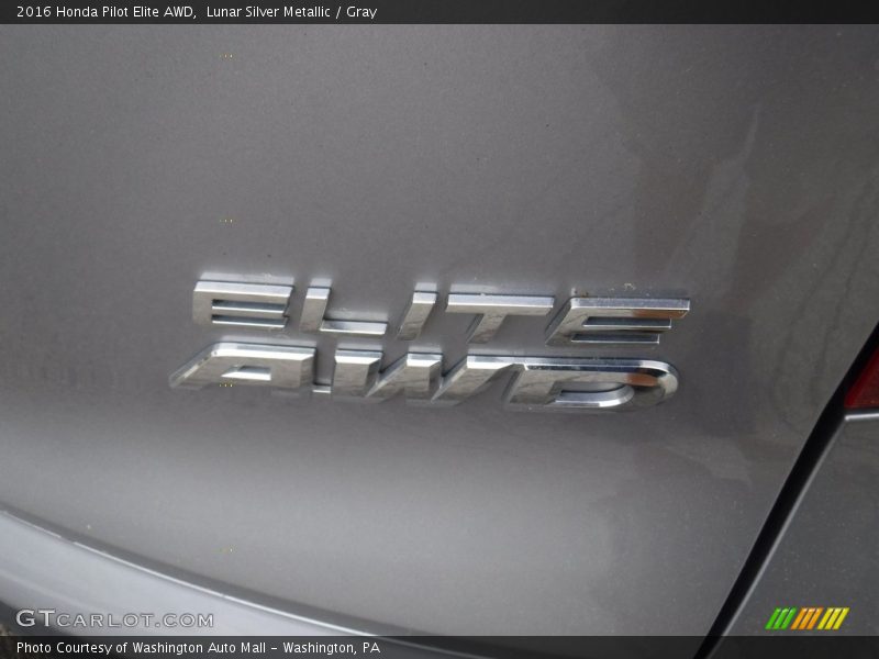 Lunar Silver Metallic / Gray 2016 Honda Pilot Elite AWD