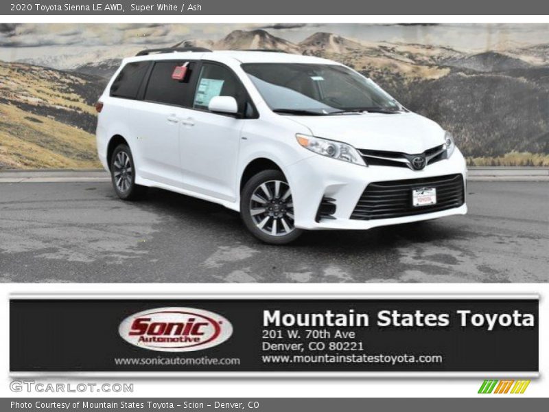 Super White / Ash 2020 Toyota Sienna LE AWD