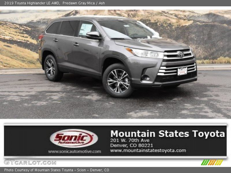 Predawn Gray Mica / Ash 2019 Toyota Highlander LE AWD